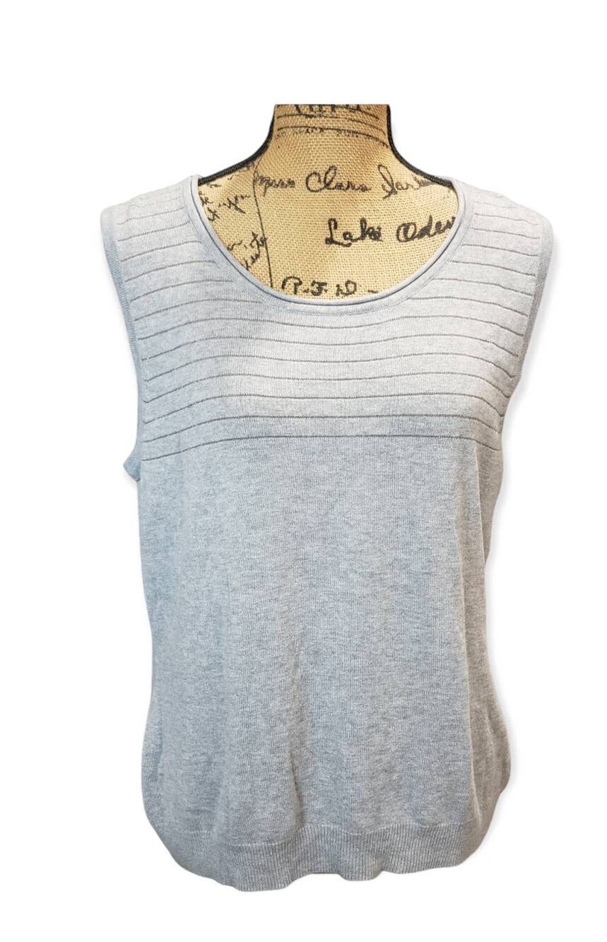 Nue Options Gray Stripped Short Sleeved Tank Top Shirt